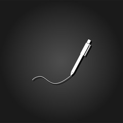 Pen icon flat. Simple White pictogram on black background with shadow. Vector illustration symbol