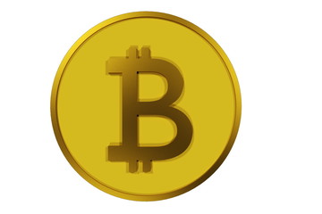 Coin bitcoin on a homogeneous background. 3D rendering.