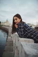 beautiful brunette girl on the street