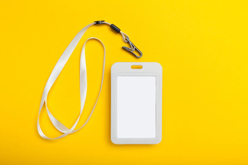 Identification badge, blank id, personal plastic card mockup.