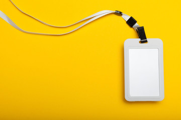 Identification name tag card mockup, badge id, event access.