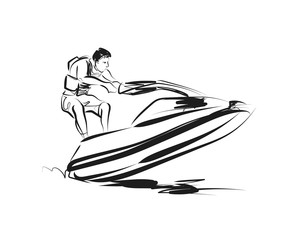 Vector sketch rider on a jet ski