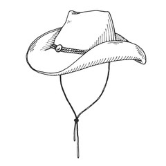 Sketch of cowboy hat isolated on white background. - 208261662