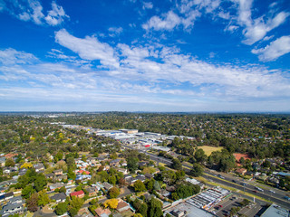 Aerial view of suburban houses in Melbourne, Australia