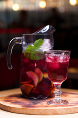 Homemade red wine sangria with orange