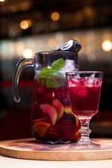 Homemade red wine sangria with orange