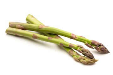 Fresh green asparagus on white background.