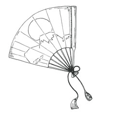 Sketch of the fan from the east. Vector illustration