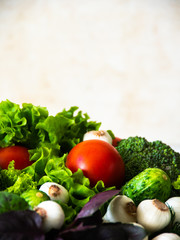 Fresh vegetables on a white background.