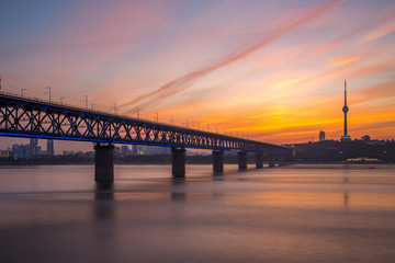 Fototapeta na wymiar wuhan yangtze river bridge at hubei province, China, it is the first yangtze river bridge.