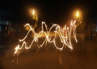 Fototapeta na wymiar Fireworks display on eid in Malaysia