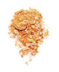 Crushed eyeshadow sample on white background. Professional cosmetics