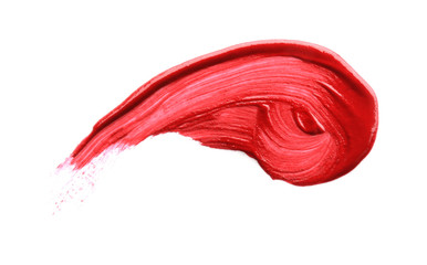 Lip gloss sample on white background. Professional cosmetics