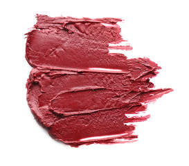 Lipstick sample on white background. Professional cosmetics
