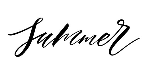 Summer lettering. Handwritten modern calligraphy, brush painted letters. Inspirational text, vector illustration. Template for banner, poster, flyer, greeting card, web design or photo overlay