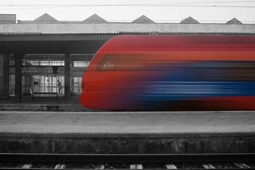Fototapeta premium express train on railroad station