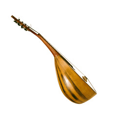 Mandolin isolated on a white background. Side view. Baroque string musical instrument.