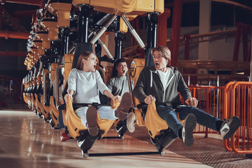 Young people in shock from the carousel.