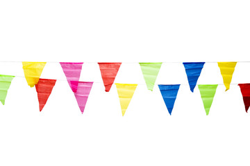 Birthday decoration flags isolated on white background