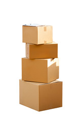 Cardboard boxes isolated over white background