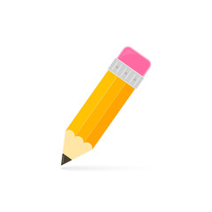 Pencil with eraser color icon. Vector isolated symbol