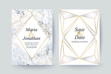 Marble gold texture card, wedding invitation.