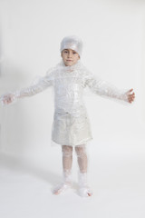 Bubble wrap, little girl