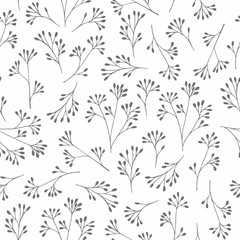 A delicate black and white pattern with small branches for the design