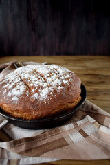 Round rye bread sprinkled with flour