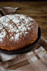 Round rye bread sprinkled with flour