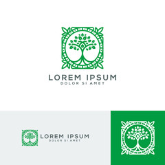 Flourish badge floral logo template vector illustration