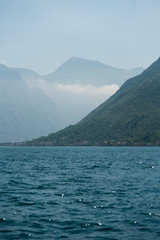 Blue Ocean Water and Mountains in Montenegro along the Coast