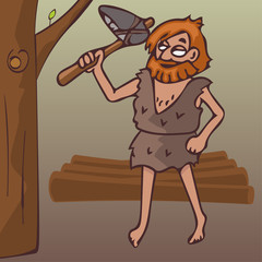 caveman with stone ax