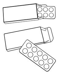 Set of pills illustration isolated on white