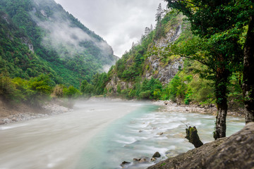 Naklejka na ściany i meble Gega and Bzyp river join, Abkhazia