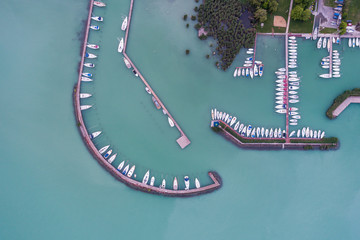 White sailing boats in Lake Balaton