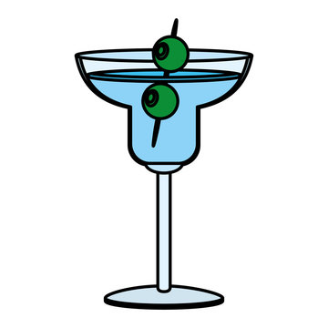 colorful cocatil glass liquor beverage with olives