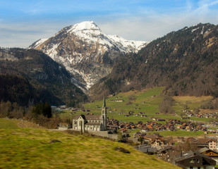 Swiss Landscape mountain and church