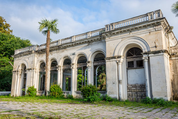 Fototapeta na wymiar Abandoned train station, Abkhazia