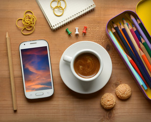 take a coffee during the work break - closeup