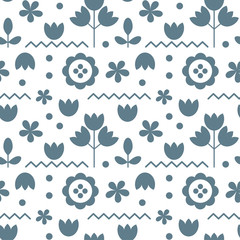 Floral pattern for surface design in traditional folk style. Hygge flowers