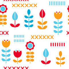 Floral pattern for surface design in scandinavian style. Hygge flowers, transparent background