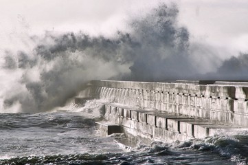 Storm in Oporto lighthouse, Portugal
