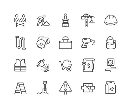 Simple Set of Construction Related Vector Line Icons. Editable Stroke. 48x48 Pixel Perfect.