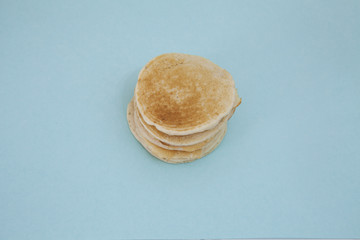 pancakes on a blue background