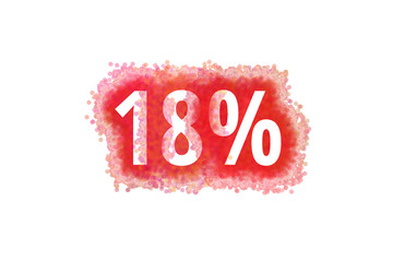 18% Prozent - rote Zahl abgenutzer Look auf weißem Hintergrund