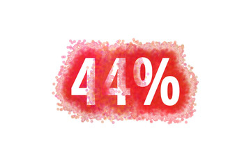 44% Prozent - rote Zahl abgenutzer Look auf weißem Hintergrund