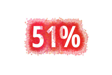 51% Prozent - rote Zahl abgenutzer Look auf weißem Hintergrund