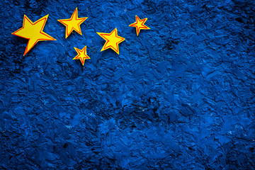 Stars frame. Drawn stars on blue background top view space for text