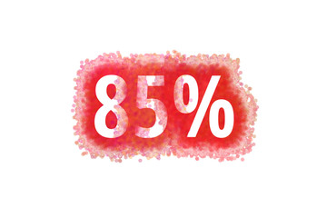 85% Prozent - rote Zahl abgenutzer Look auf weißem Hintergrund